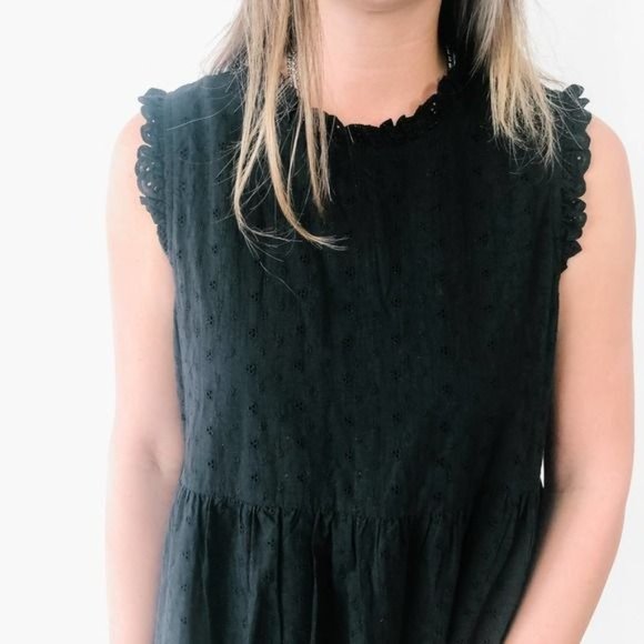 NWT Lulu's Black Eyelet Ruffled Smock Dress - Picture 8 of 8